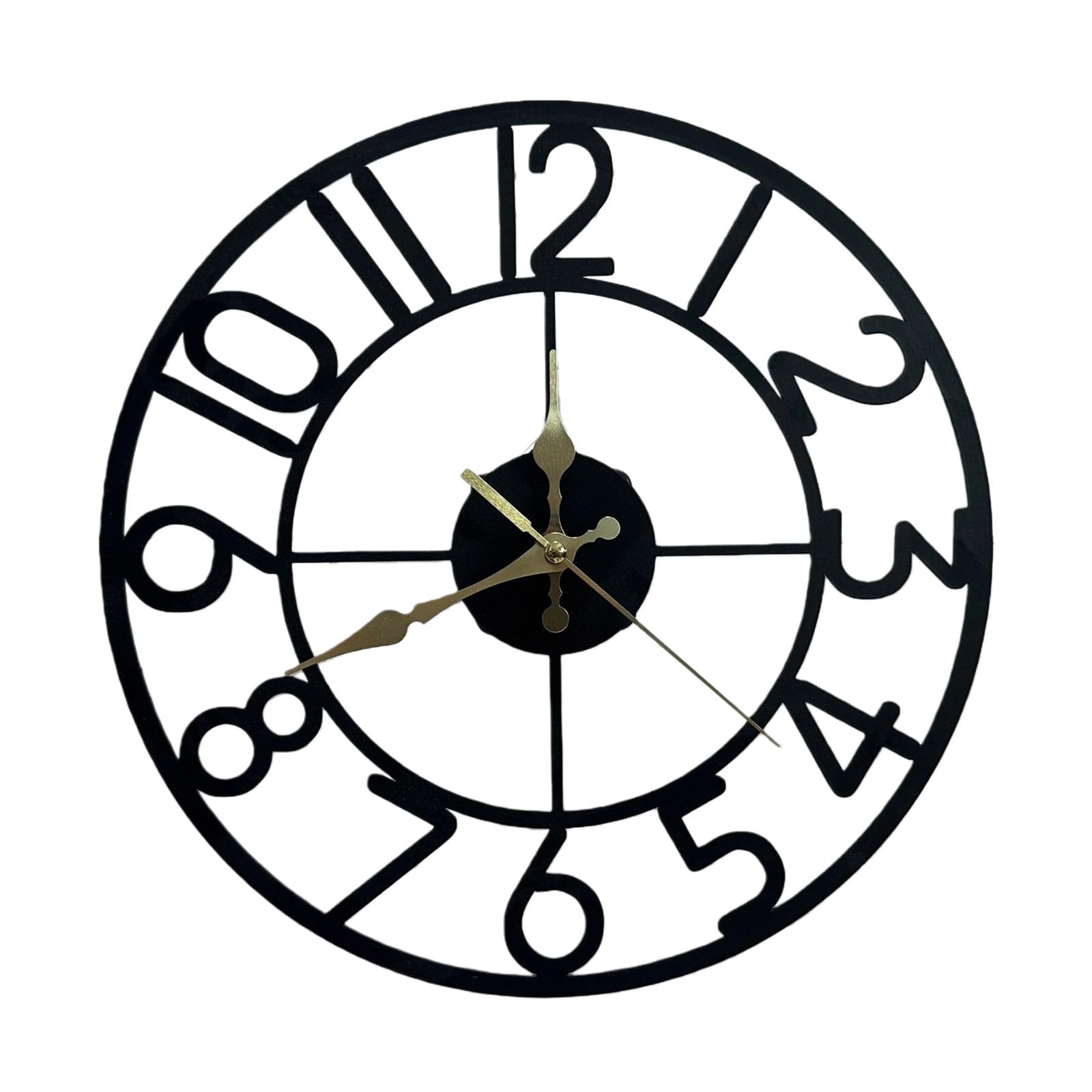 Tsophreniq Black Arabic Numeral Noiseless Arabic Roman Numerals Wall Clock, Modern Oversized 12 Inch Metal Design For Living Room Space Metal Frame Clock