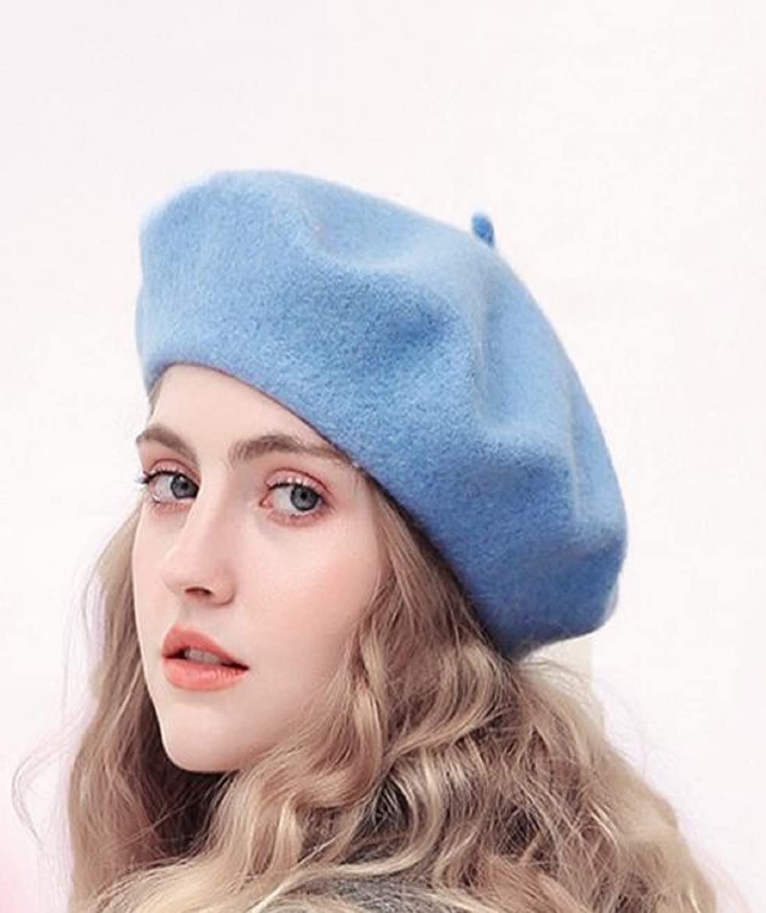Ventewa Unisex Wool Blend Beret Cap (Raj-YF_Sky Blue_Free Size) - Image 2 thumbnail