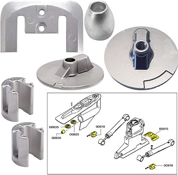Anode Kit w/Hardware - Mercury Bravo 3 2004 - Zinc