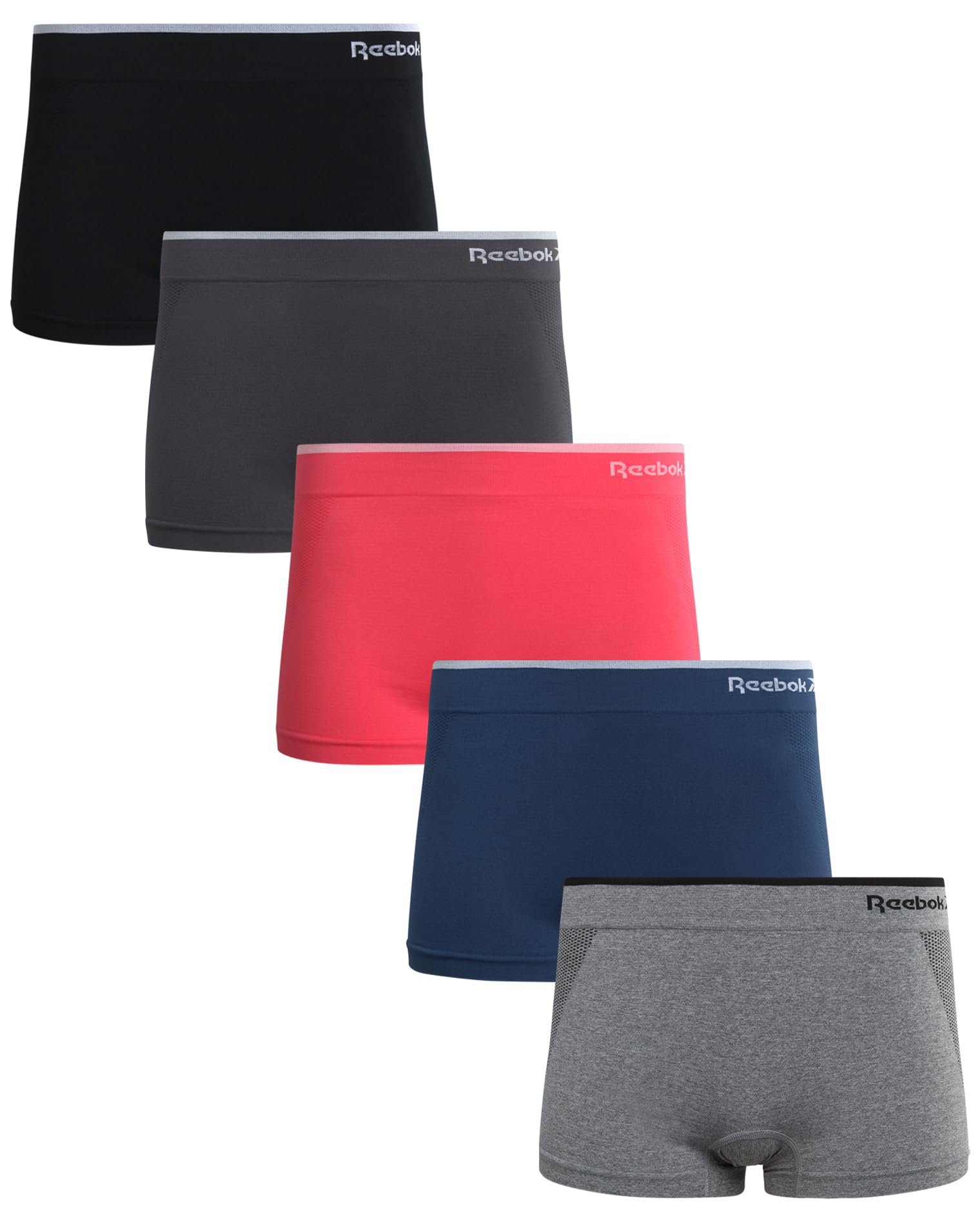 ReebokWomen's Boy Shorts Underwear - 5 Pack Stretch Performance Boyshort Panties - Seamless Underwear for Women (S-XXL)