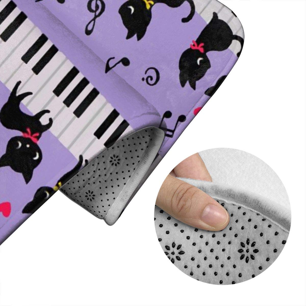 バスマット ネコ 猫 ピアノ 薄手 滑り止め付き 抗菌 防臭 バスマット