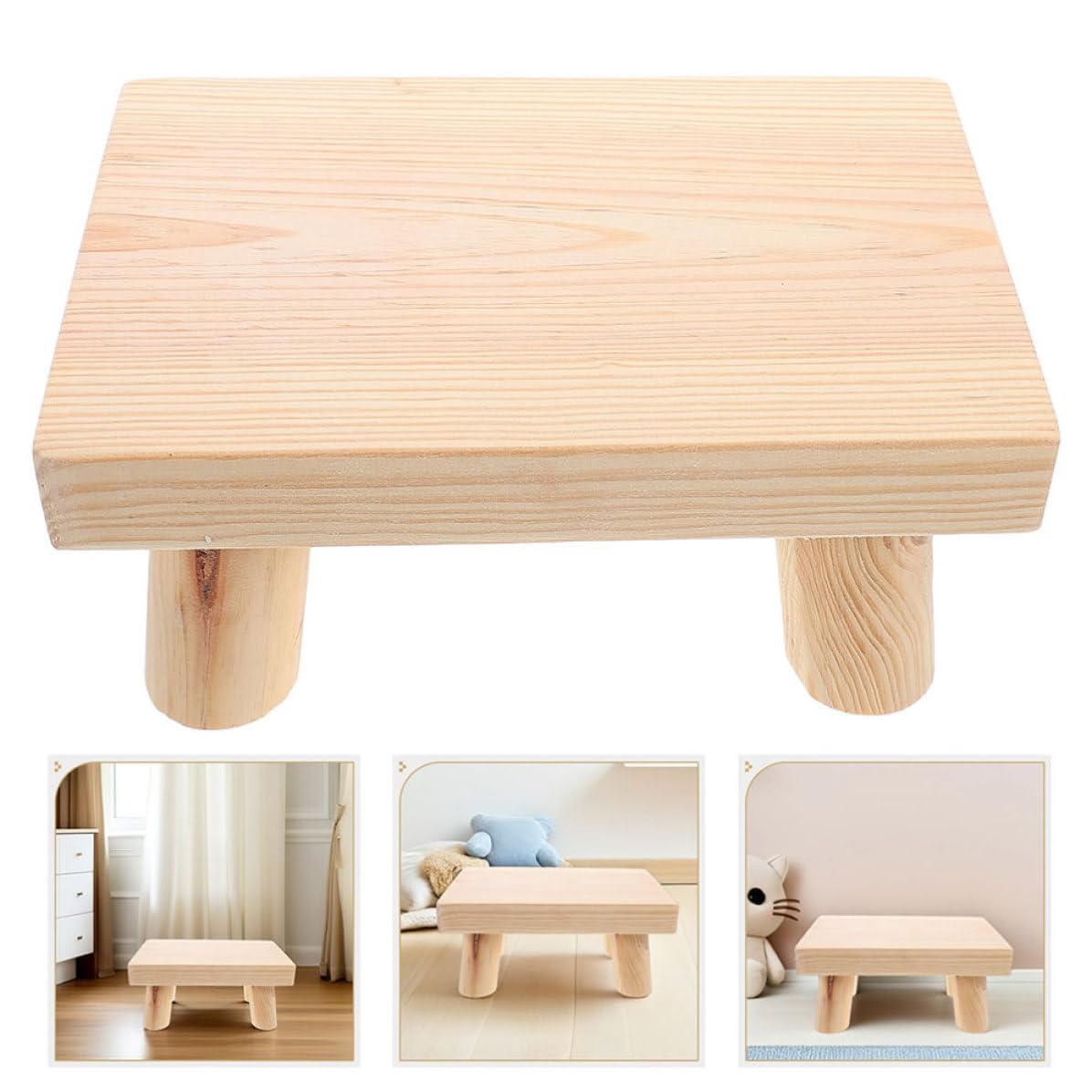 Toddmomy 2 Piezas Taburete Infantil Pequeño de Madera Portátil Bebés