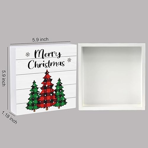 Miniatura 2 de Decoración de mesa de Navidad, decoración de Navidad, interior, hogar, oficina, baño, búfalo, caja de madera, letrero de madera rústica, decoración