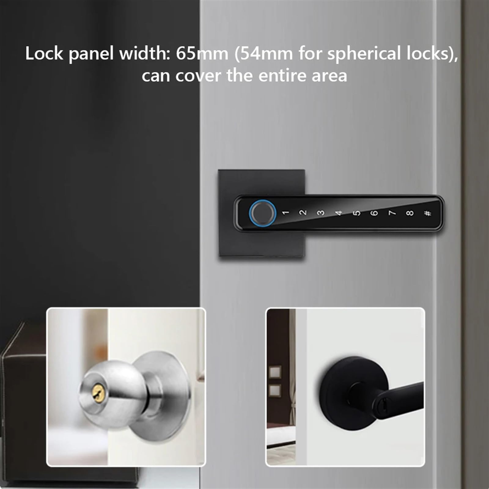 Serrure biométrique intelligente à empreintes digitales, mot de passe, serrure électronique, boutons porte d'entrée sans clé, poignée sécurité Bureau Commercial(blanc)