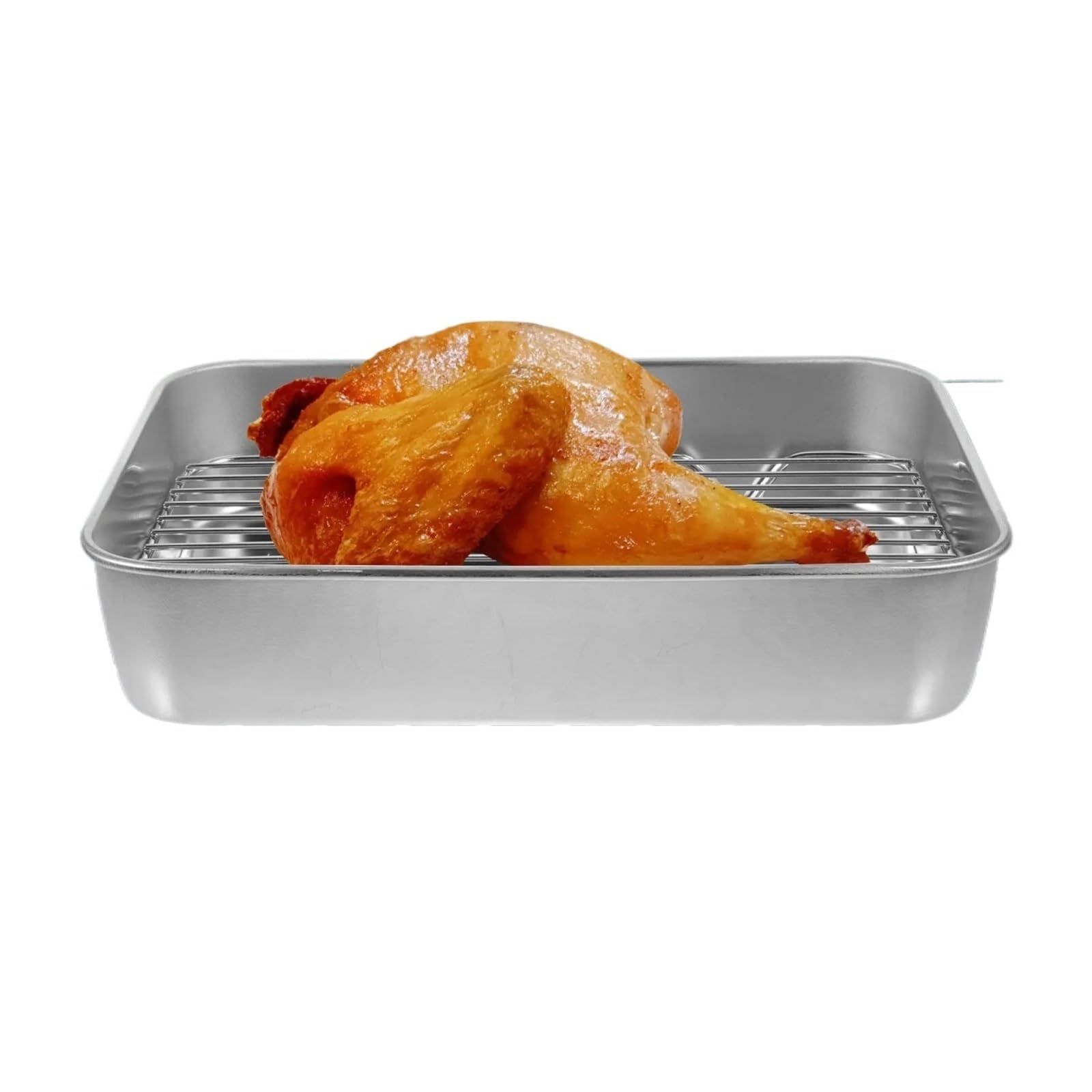 Edelstahl-Backblech-Set mit Gitterrost, 23 x 17 x 5 cm
