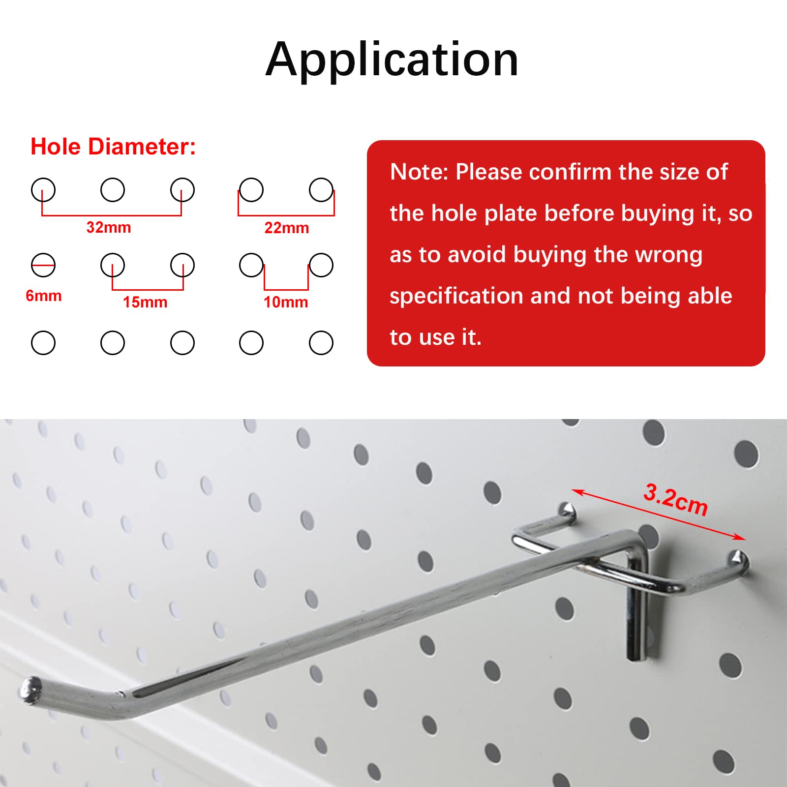20 Pezzi Ganci per Pannelli Forato, Ganci Perforati per Pegboard in Metallo Portautensili da Parete Organizzazione per Garage, Casa o Scaffali Negozi, Distanza tra i fori: 3,2 cm