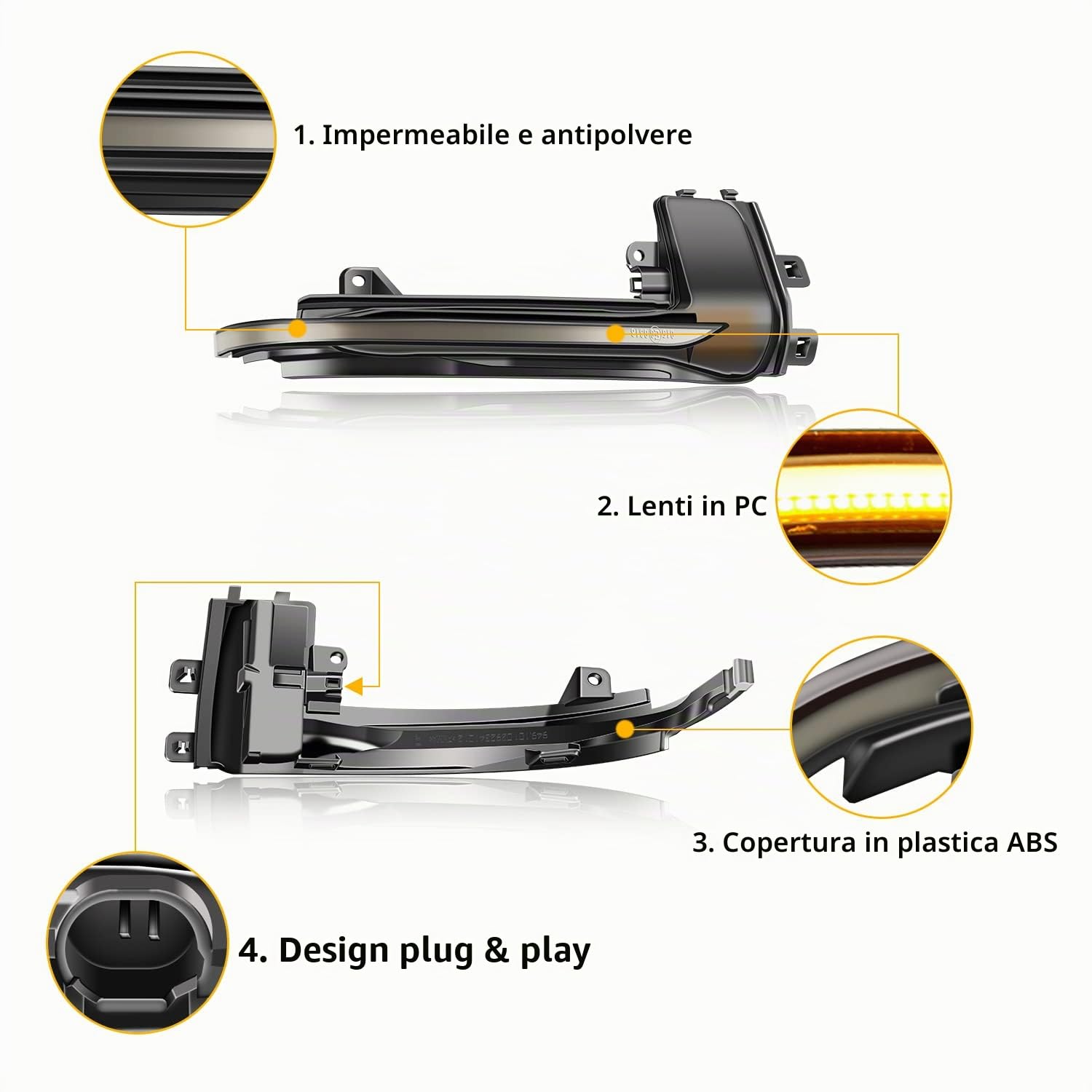 Indicatore di Direzione per Specchietti Retrovisori Laterali a LED Dynamic Side Maker Per Au-di A4 B8.5 A5 B8.5 S5 A3 8P B8.5 RS3 RS4 RS5, Lampada LED Indicatore Specchio, 2 Pezzi