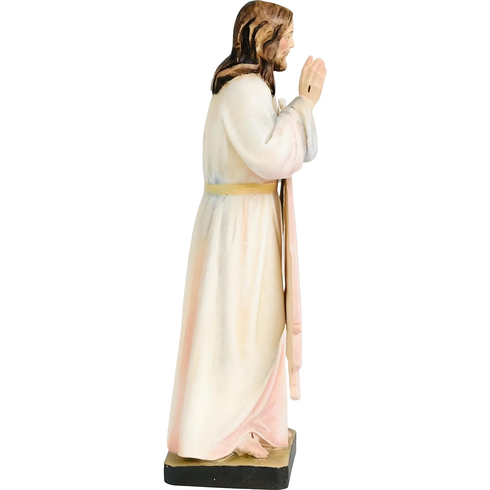 Jesús Misericordioso con rayos de luz de madera 36 cm | Madera natural en Val Gardena | Figura Belén