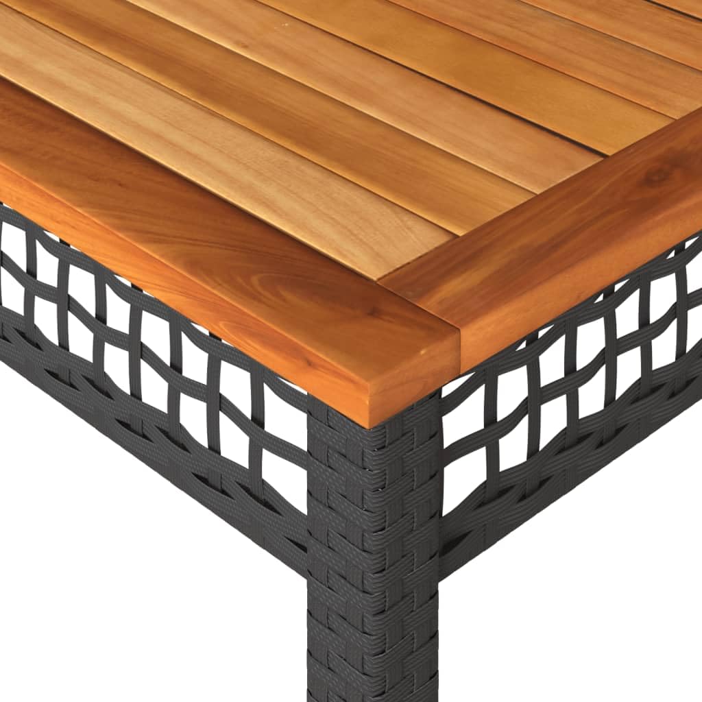 vidaXL Gartentisch Schwarz 140x80x75 cm Poly Rattan Akazienholz
