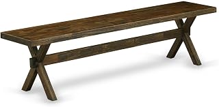 EastWest Furniture XB777 X-Style Solid Wood Dining Bench, Distressed Jacobean Finish, 72x15x18 Inches