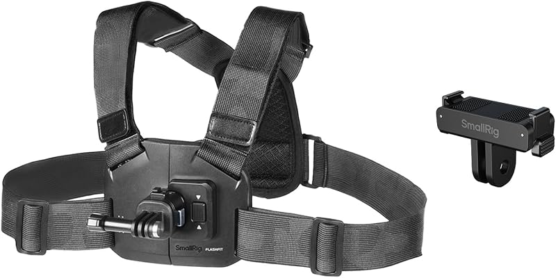 SMALLRIG Chest Mount for DJI Osmo Action 6 / Nano, with Quick Release Interface & Safety Lock, Adjustable Tightness, High Elasticity Strap Fits 78-120cm - 6305