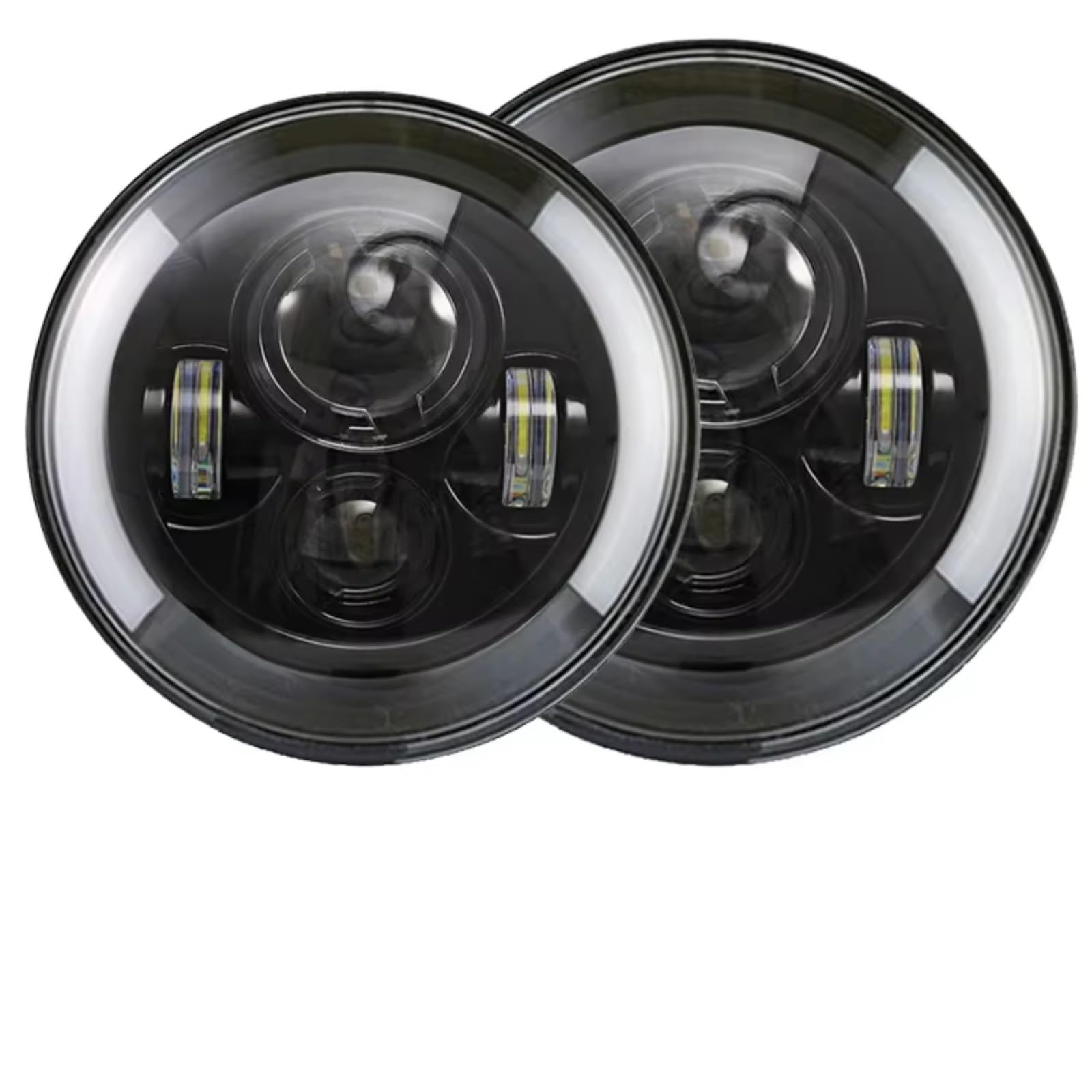 Fari Anteriori Auto Per Jeep JK 4x4 Per Wrangler Fuoristrada 2x Auto 7" Faro A LED Alto/Basso H4 Angolo Halo Faro Anteriore(2 Half-7inch)