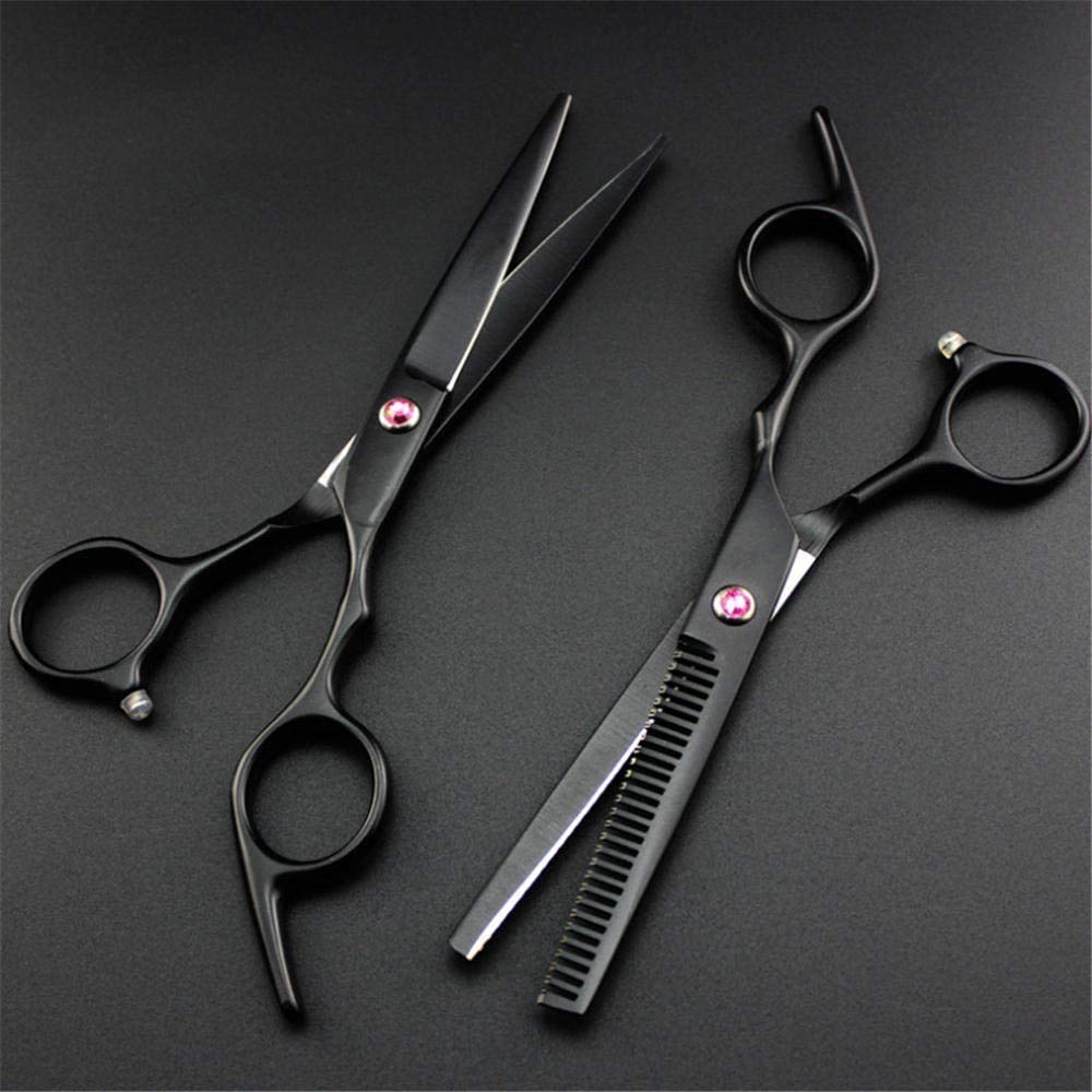 Ciseaux de coiffure noirs 6 pouces et ciseaux amincissants pour salon