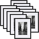 Giftgarden Black 8x10 Picture Frame Set of 10, Matted to 5x7 Picture with Mat or 8x10 Photo without Mat, Multi Frames for Gallery Wall Tabletop Display