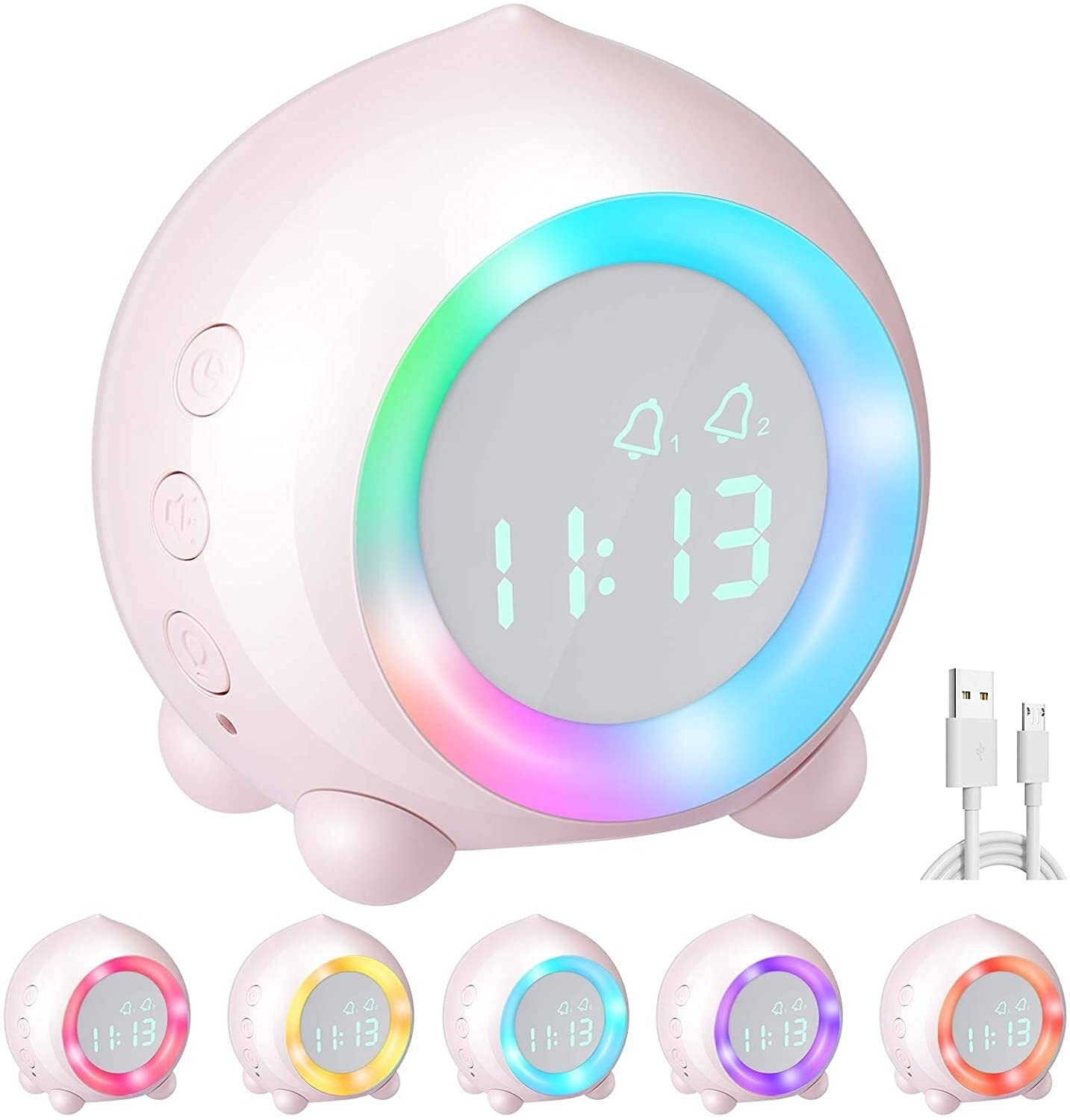 WTL Despertador Reloj despertador para niños, Luz de despertador, Reloj digital, Temporizador de snooze, Función de snooze, Reloj de alarma de simulador digital, Muchacho de la cabecera, reloj despert