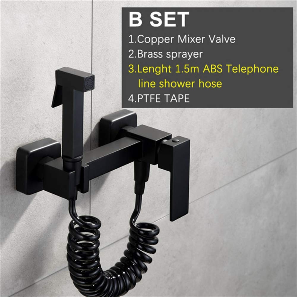 Oprawy łazienkowe ręczne prysznice Water Bath Systems Ręcznie trzymany opryskiwacz bidet, toaleta douche, gorąca i zimna mosiężna miedziana mikser Vae Shower Head, B Set, zestaw prysznicowy