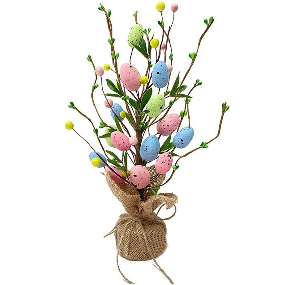 Arbre à œufs de Pâques artificiel stable et sans entretien pour table de fête nette