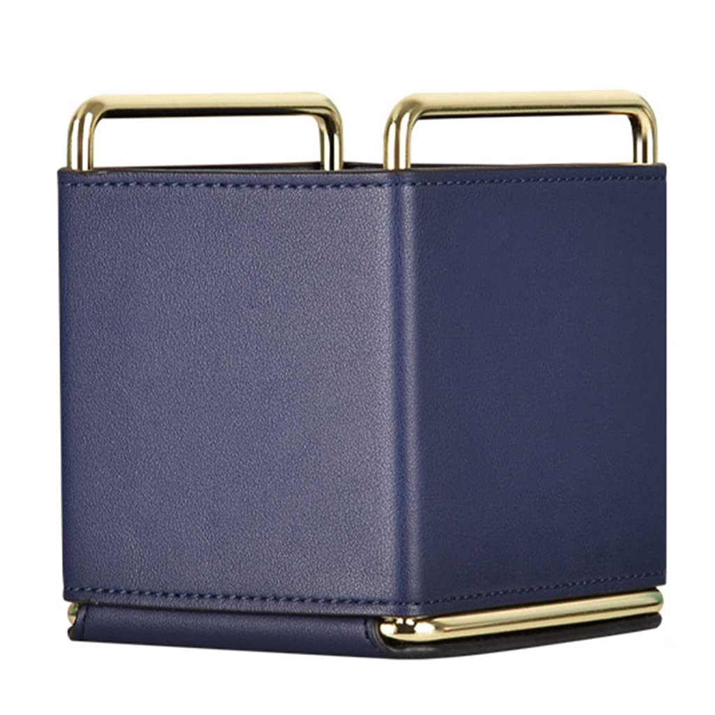 Tnbccxn Blue Pen Cup, Cosmetic Container High Capacity Faux Leather Creative Desktop Storage Box For Home Desktop Storage Tray Desktop Manager