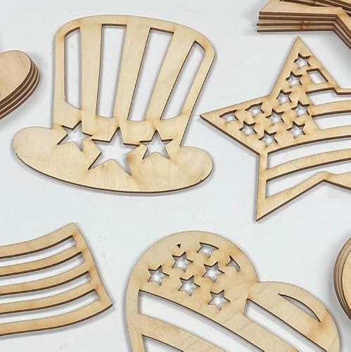 Factory Direct Craft Group Of 24 Unfinished Wooden Assorted Americana Cutouts For 4Th Of July Crafts And Diy Americana Patriotic Projects #TOP2