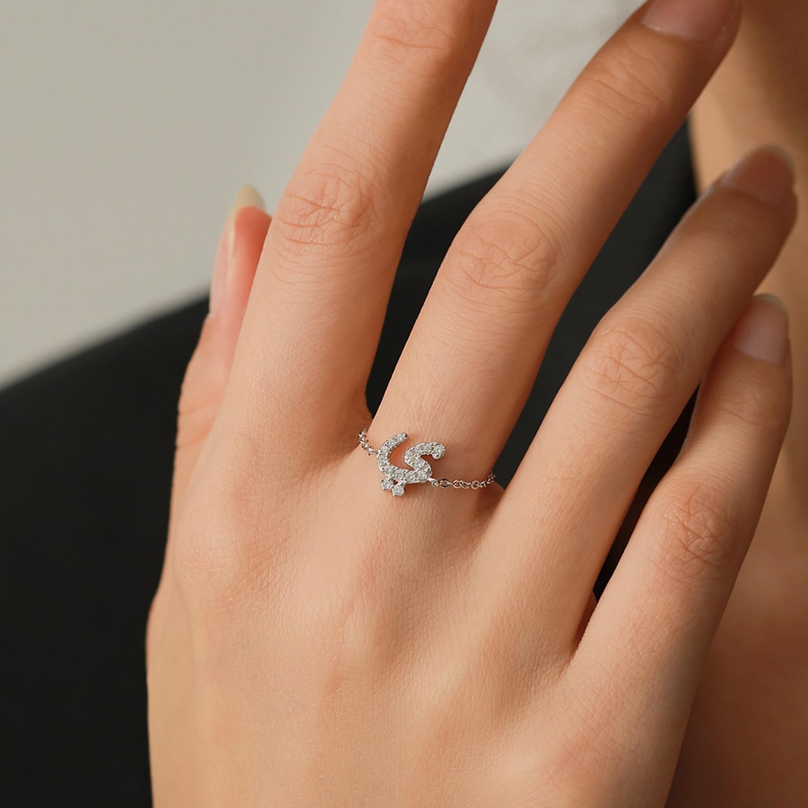 Anillo de oro blanco para mujer con moissanite, anillo de compromiso, oro auténtico, anillos de boda ajustables para mujer