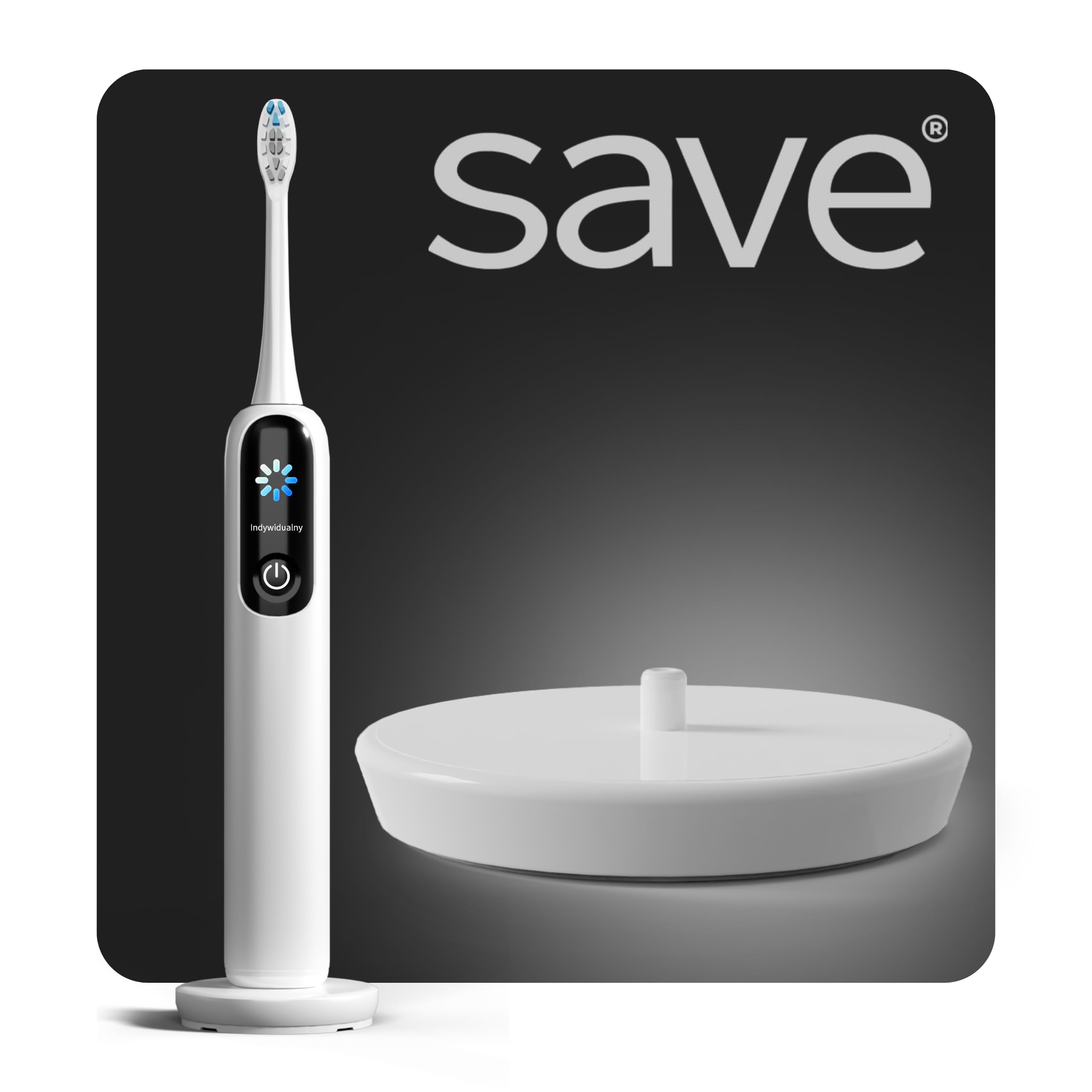 Spazzolino elettrico sonico, 120 00 giri al minuto, custodia per base di ricarica, 2 cappucci, bianco, 4 modalità di spazzolatura, timer intelligente