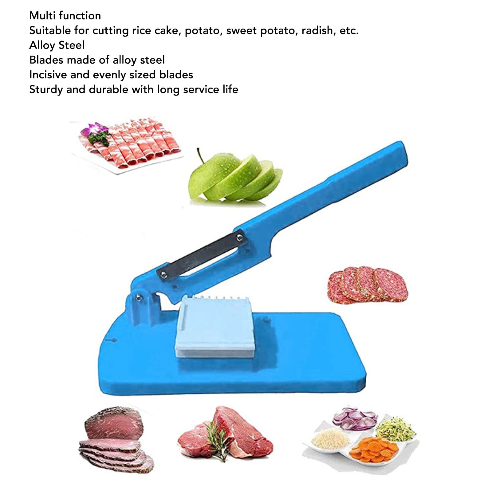 Manual Frozen Meat Slicer,Hand Slicing Machine Multifunctional Table Cutter Alloy Steel Rice Cake Slicing Machine Knife for Fruit Bread Vegetable