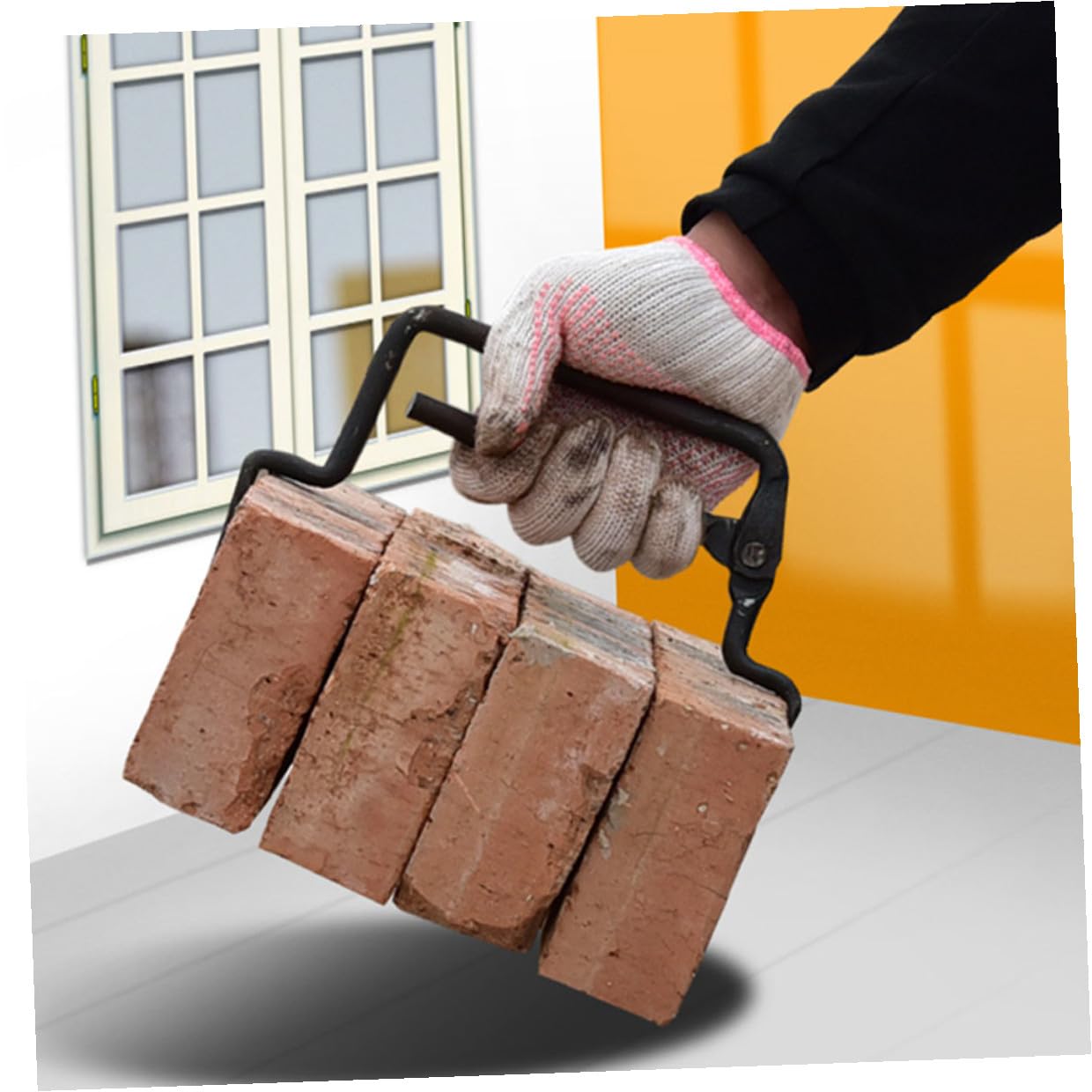 Pinza per Mattoni Regolabile in Acciaio 16Mm Morsetto per Trasporto e Sollevamento di 5 Blocchi Utensile Multifunzionale per Cantiere e Giardino