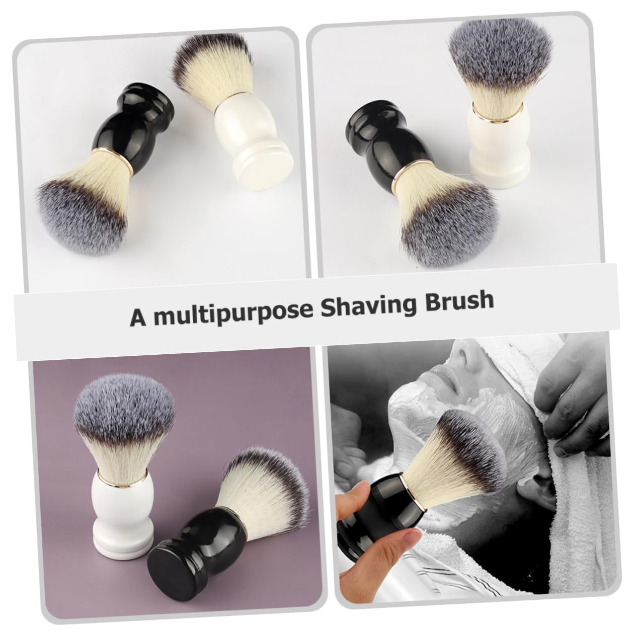 FRCOLOR Lot De 3 Brosses De Rasage pour Hommes Brosse À Barbe Et Moustache Accessoires De Nettoyage Multi-usages 2 Pièces X 3