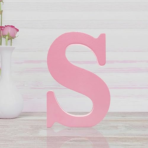 Letras de madera rosa de 4 pulgadas, letras de madera sin terminar para decoración de pared, letras decorativas de pie, rebanadas, decoración de