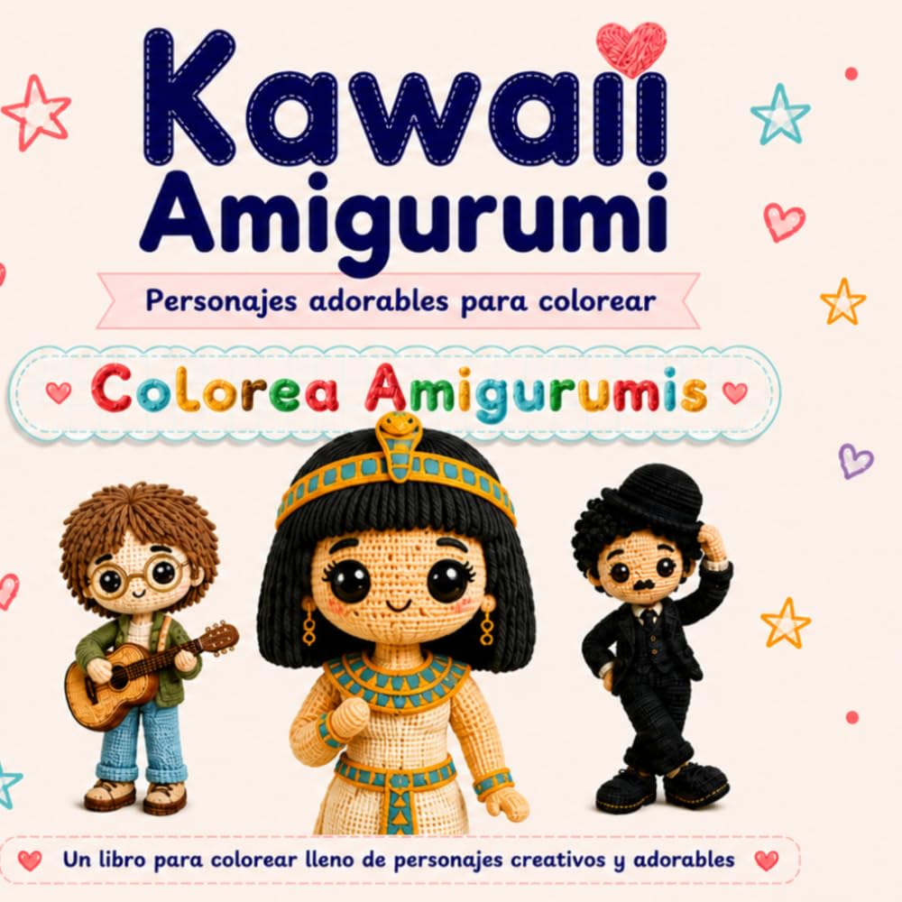 Libro para Colorear Kawaii: Amigurumi de Personajes Creativos: 22 ilustraciones adorables estilo crochet | Libro para colorear para adultos relajante ... arte y música (Mi Mundo Colorea Amigurumis)