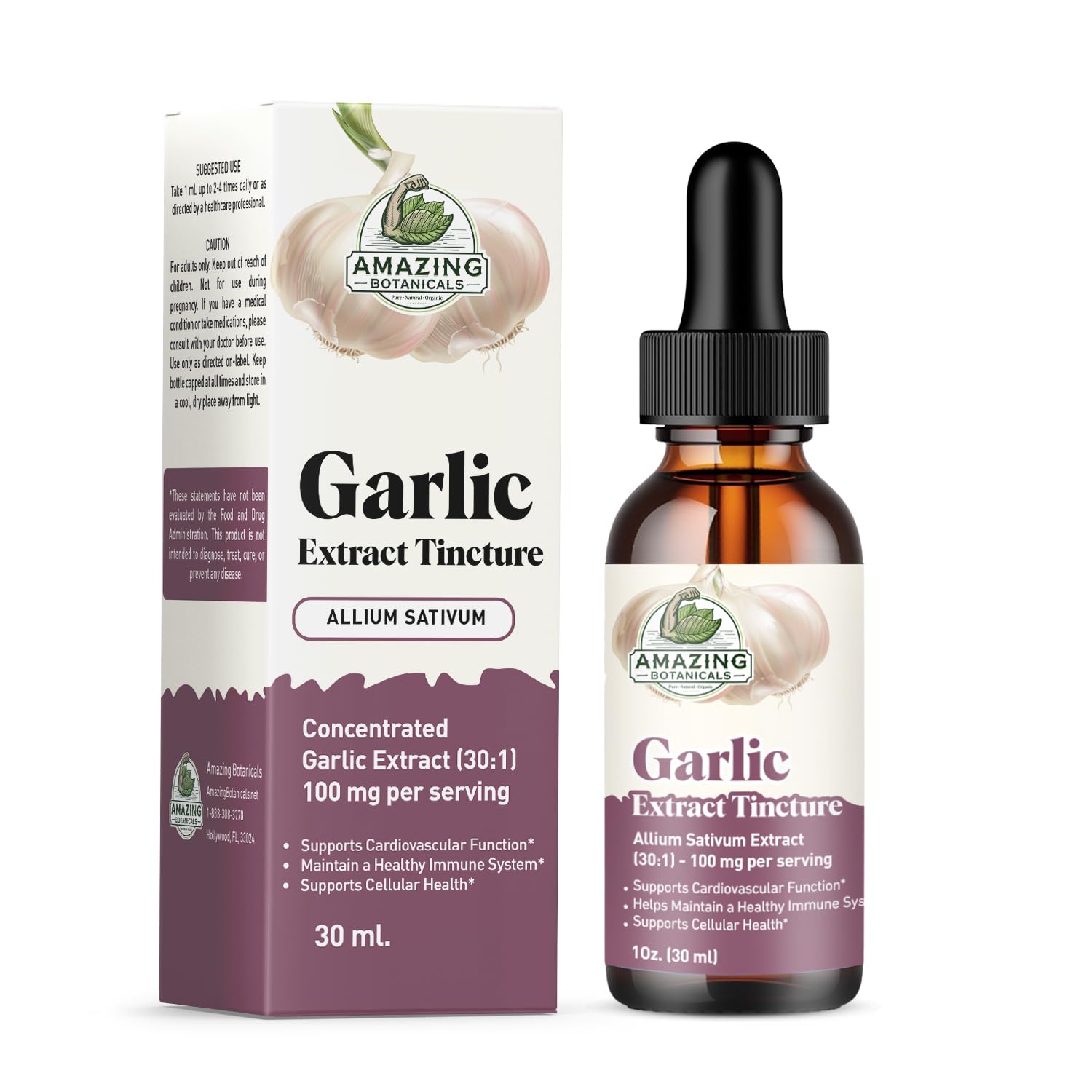 Garlic Tincture – Allium Sativum Herbal Extract – High Potency Liquid Supplement – (1oz)