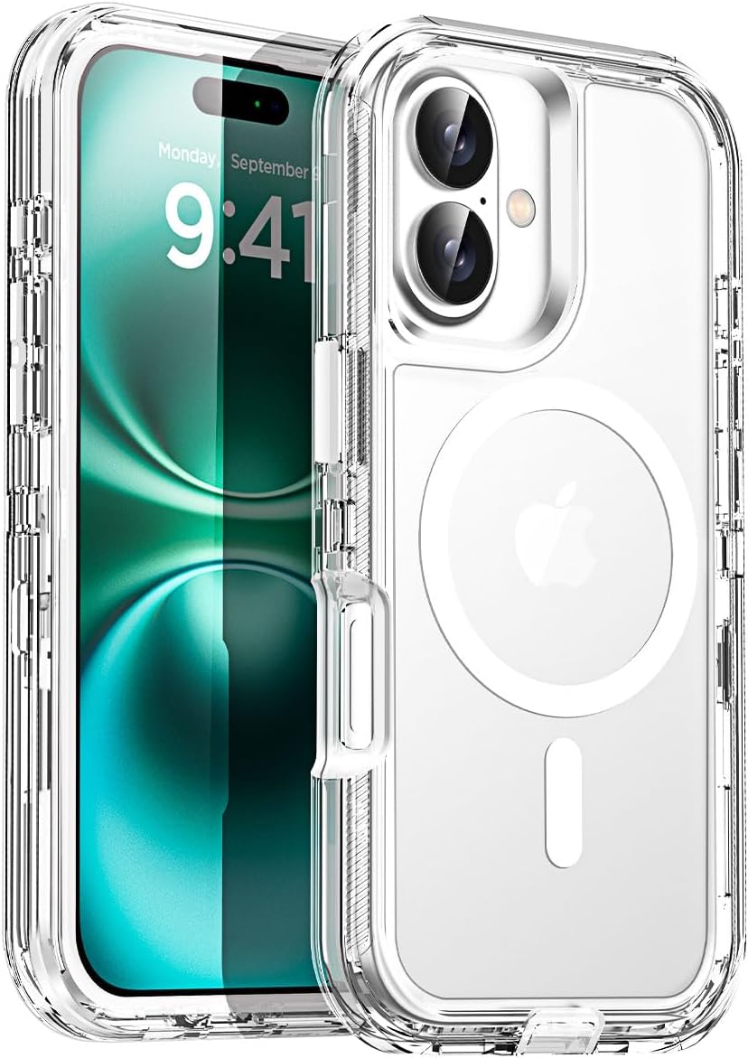 AICase for iPhone 16 Case Clear Compatible with MagSafe 3 in 1 Heavy Duty Drop Protection Full Body Rugged Shockproof/Dust Proof 3-Layer Military Protective Tough Durable Cover 6.1"_1