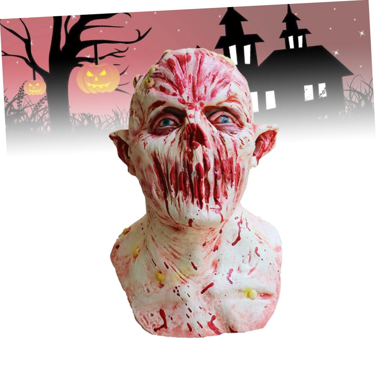 Maschera senza Labbra Zombie Halloween Design Poroso per Visione Chiara Materiale Resistente per Feste in Maschera