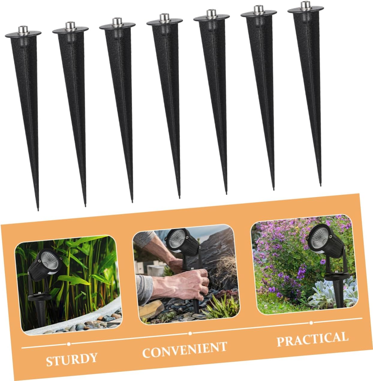 2sets Solar Garden Lights Stakes Aluminum Ground Stake Spikes Easy to Fix for Outdoor Solar Lights 16pcs*2
