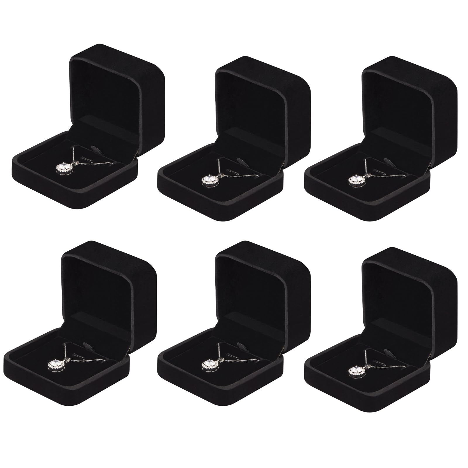 LETURE 6 Pieces Velvet Jewelry Gift Boxes for Necklace Pendant Bracelet Ring Earring, Jewelry Storage Display Case for Christmas Wedding Engagement Birthday Anniversary (Pendant Box STYLE2-6PCS)