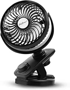 SkyGenius Battery Operated Clip On Oscillating Desk Fan, Portable Rechargeable Mini Personal Fan