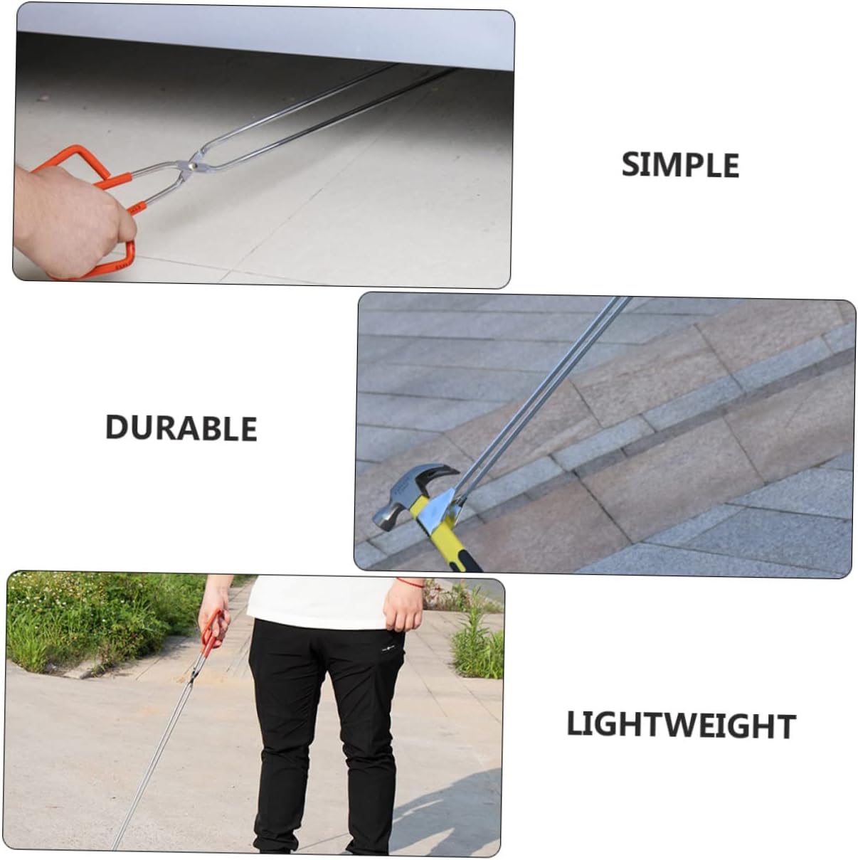 2pcs Stainless Steel Trash Clamp Grabber Tools Trash Pliers with Comfortable Handle for Easy Litter Collection and Garbage Pickup