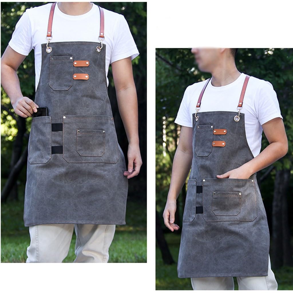 NEBE Delantal de camarero Delantal Denim Art Painting restaurante chino barista tienda de té de la leche ropa de trabajo de peluquero masculino y femenino Delantales Delantal