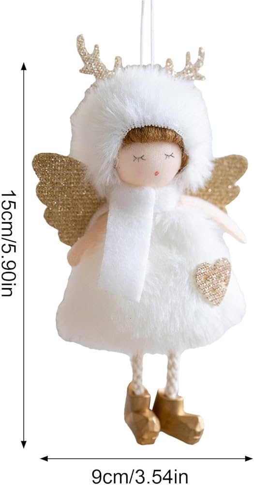 * christmas doll ୨୧ * 翼のある 三日月の妖精さん Cute Christmas Angel Doll | Fabric Girl Ornament with Wings