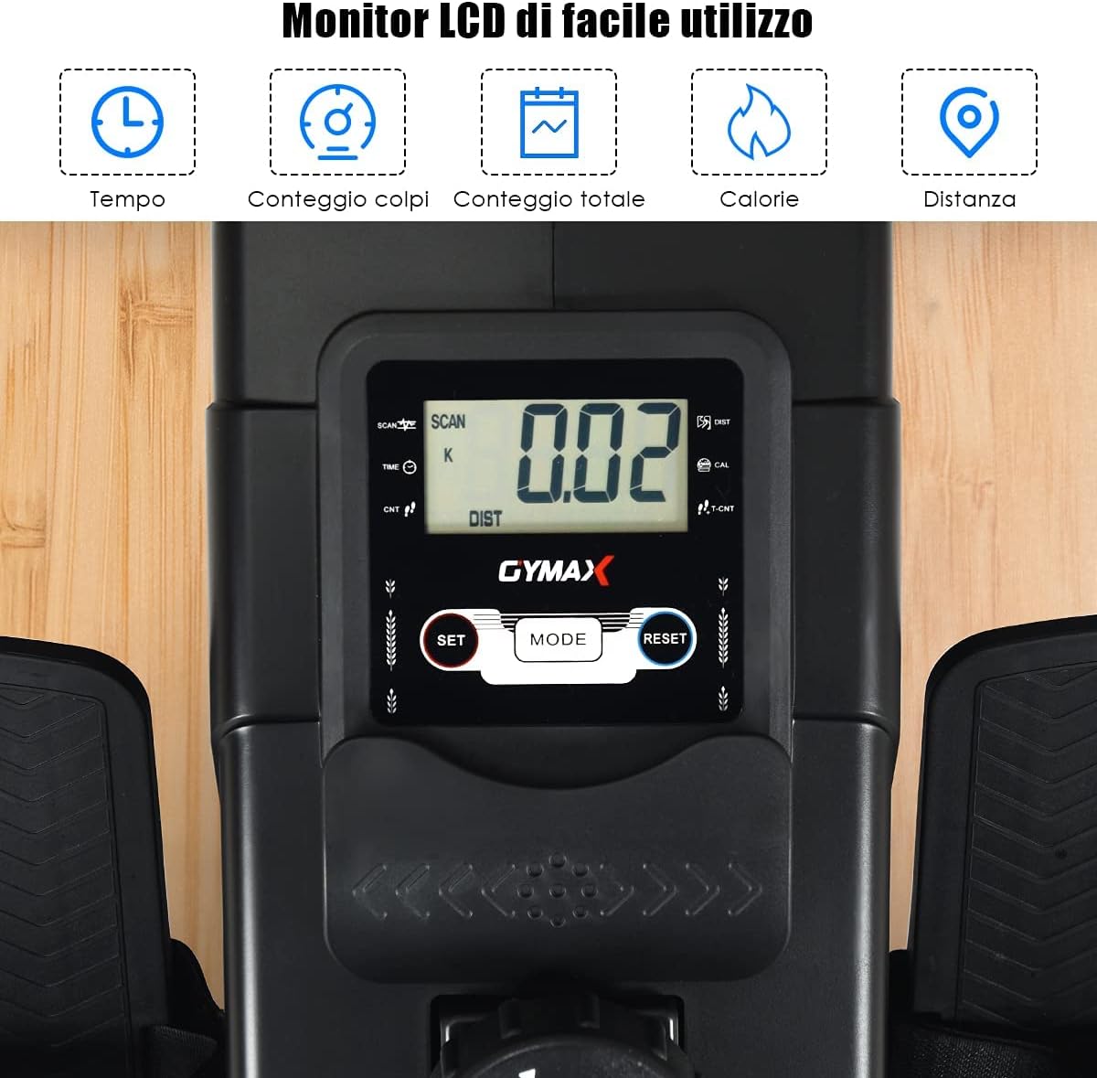 Primer pla del monitor electrònic LCD que mostra les dades de l'entrenament