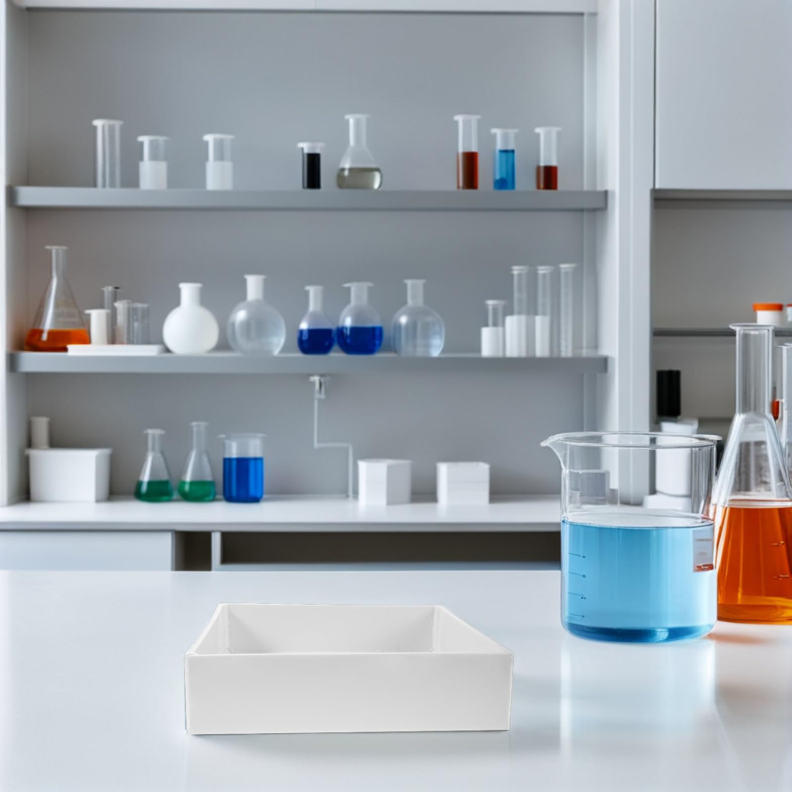Cabilock Plateau de Laboratoire en Plastique : Plateau de Laboratoire carré en polypropylène résistant aux Produits Chimiques – Bac de rétention des déversements pour Le Stockage des réactifs