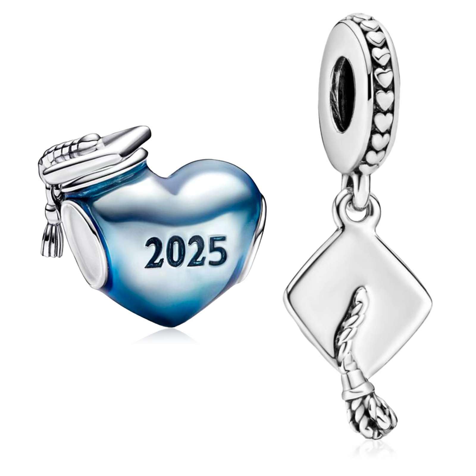 Abalorio azul de plata de ley 925 con diseño exclusivo de corazón 7