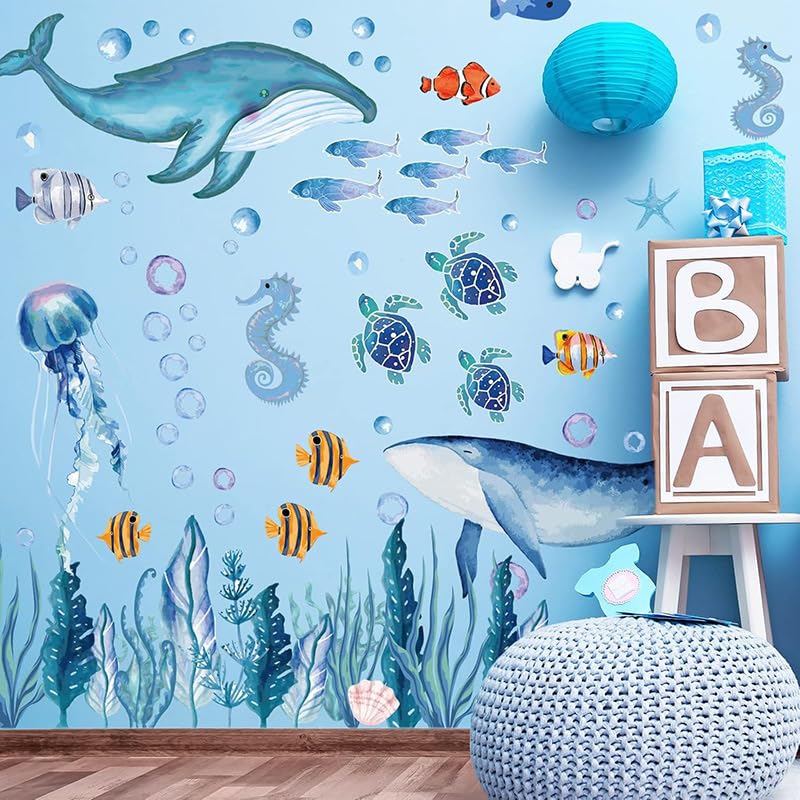 142 adhesivos marinos para pared en vinilo azul