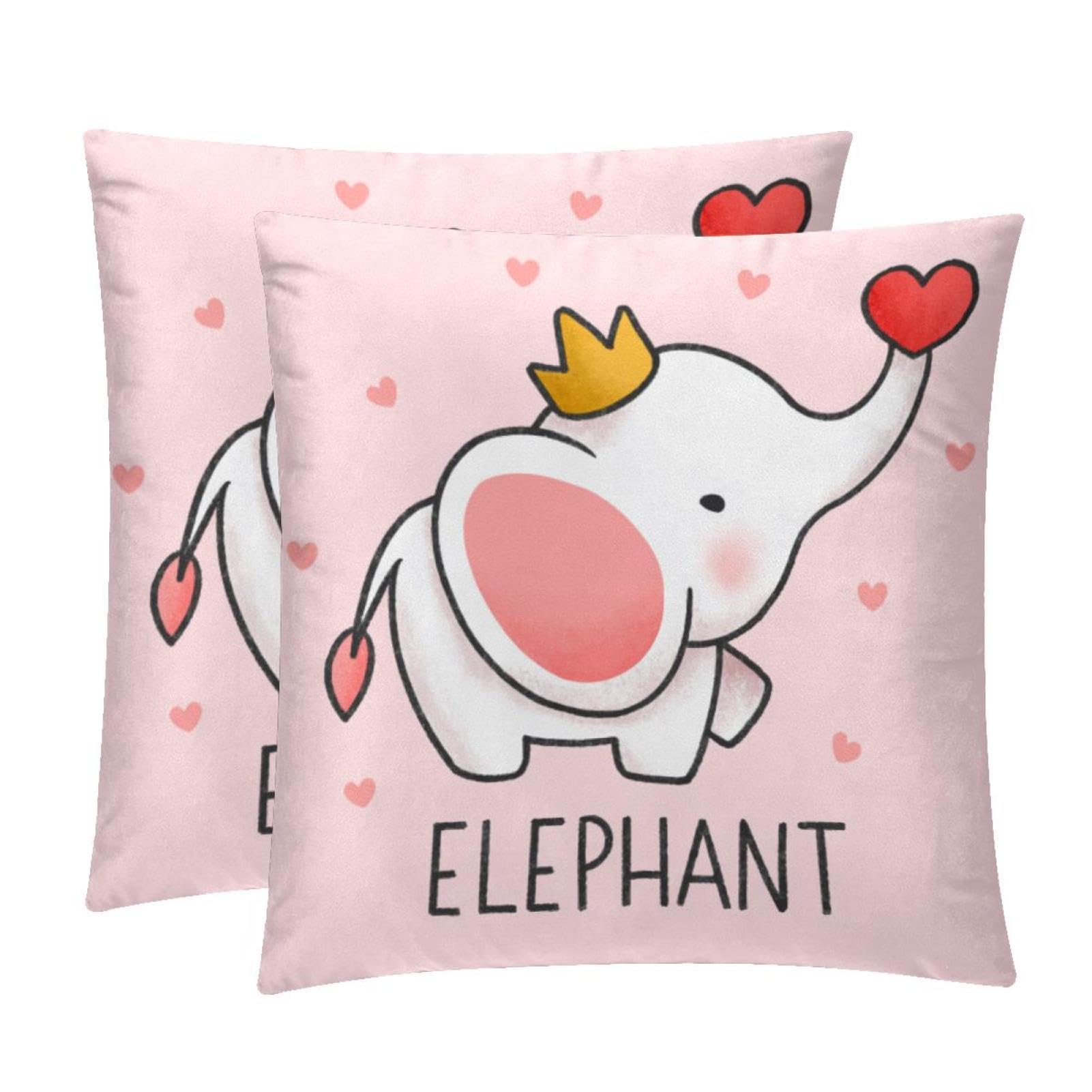 TDGKPZ Cute Elephant Throw Pillow Covers 2 Pack Cushion Cases Decorative Pillow Cases Home Decor 45x45cm