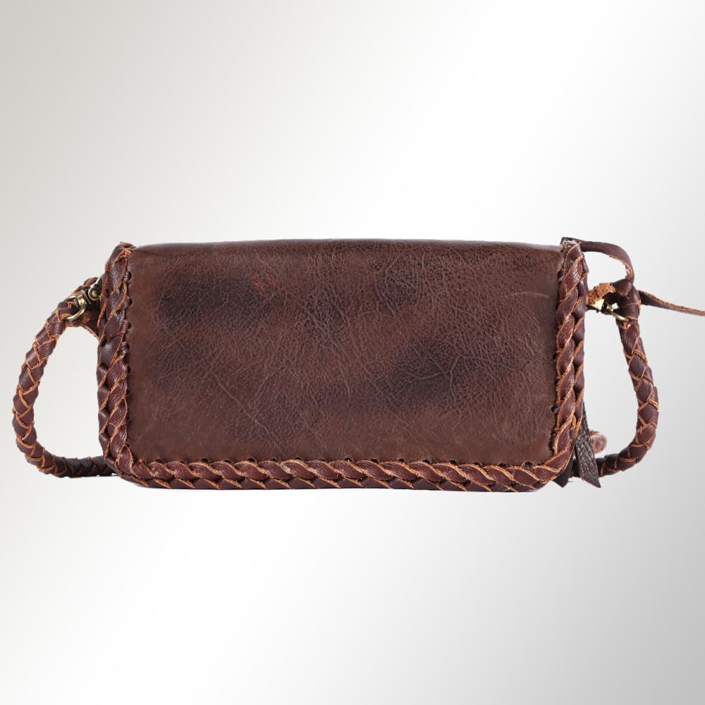 American Darling Organiser Bag Western Genuine Leather Handcrafted Purse with Braided Detail and YKK Zipper