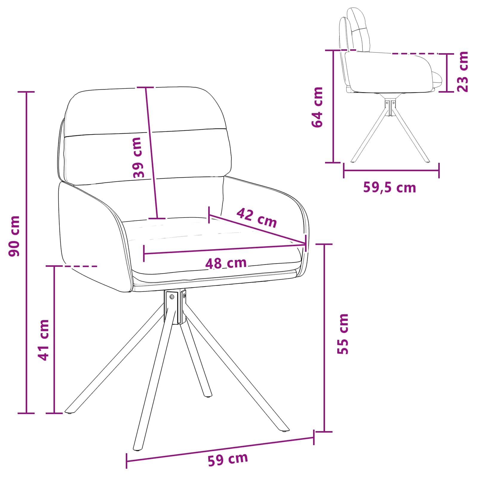 Sillas de comedor giratorias, 2 piezas, piel sintética, color rojo | Base 360°, marco de metal, asiento transpirable, reposabrazos confort, capacidad de 110 kg