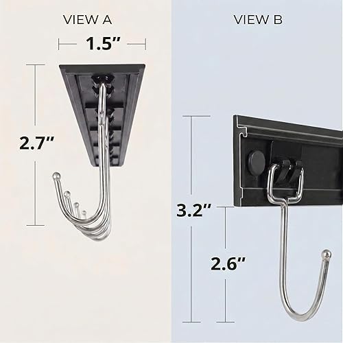 Vista 3 de 2 piezas de estantes para utensilios con 8 ganchos, soportes para utensilios de cocina colgantes de 17 pulgadas, estante multifuncional