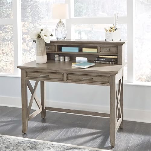 Bowery Hill Farmhouse Wood Student Desk With Hutch In Gray #TOP4