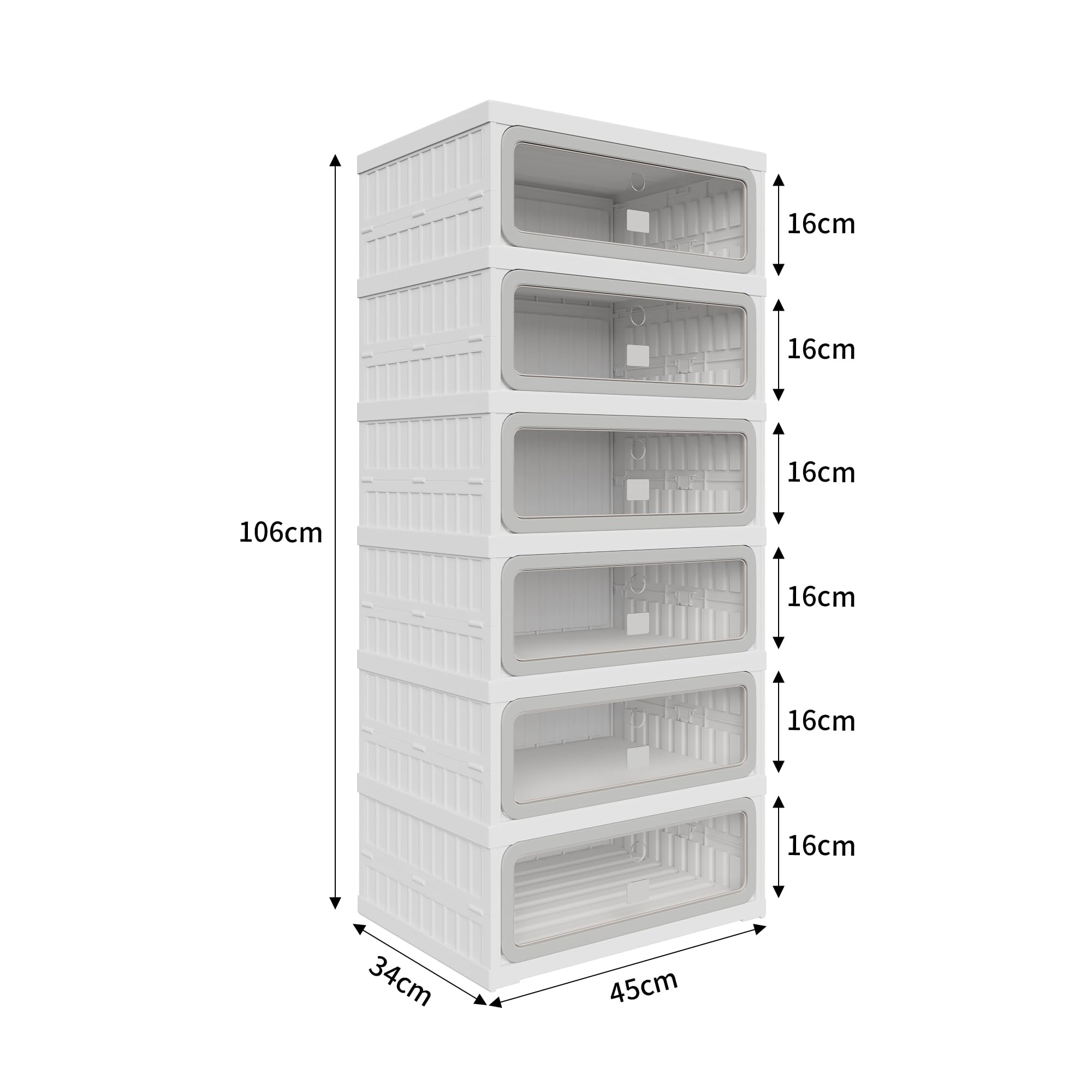 Scarpiera con ante, scarpiera in plastica con ante magnetiche, scarpiera impilabile per corridoio, camera da letto, porte trasparenti in PET, scarpiera con spazio (bianco + grigio, 1 colonna)