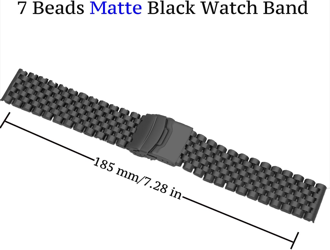 Juntan Stainless Steel Watch Band 20mm 22mm, 7 Half Beads Polished Brushed Watch Bands for Men Women, Metal Quick Release Watch Strap Watch Bracelet with Deployment Double Folding Buckle - Image 2